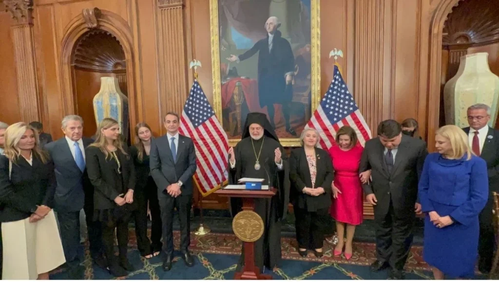 His Eminence Archbishop Elpidophoros, Blessing at the Speaker’s Reception at the Capitol In Honor of His Excellency The Prime Minister of the Hellenic Republic and Mrs. Mitsotaki