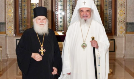 Patriarch of All Romania Daniel welcomes Elder Ephraim to Patriarchal see in Bucharest
